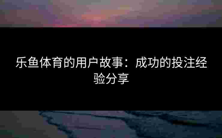 乐鱼体育的用户故事：成功的投注经验分享